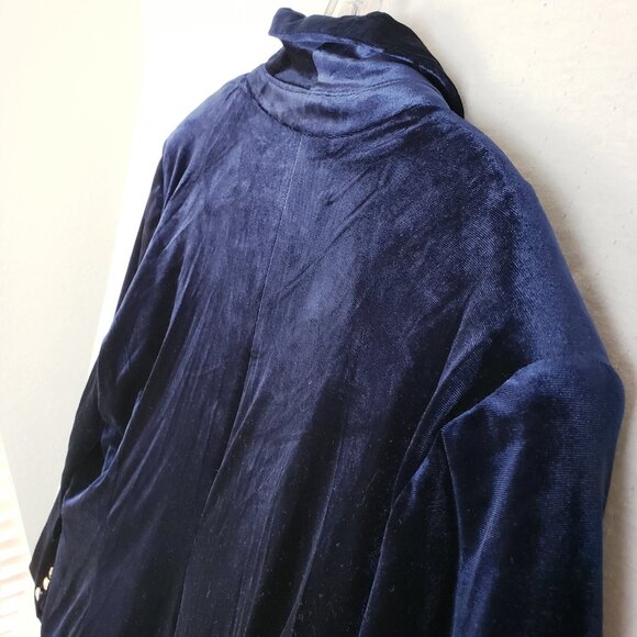 Anthropologie Hazel Blue Velvet Blazer Stretch Jacket Velour sz XL Boho Nautical - Picture 10 of 13